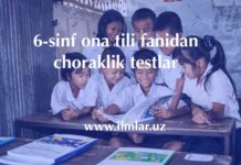 6-sinf ona tili fanidan choraklik testlar 6-sinf ona tili fanidan choraklik testlar