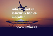 Adolat, insof va insofsizlik haqida maqollar to’plami. Adolat-insof-va-insofsizlik-haqida-maqollar