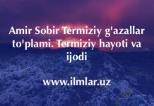 Amir Sobir Termiziy g’azallar to’plami. Termiziy hayoti va ijodi Amir Sobir Termiziy g'azallar to'plami. Termiziy hayoti va ijodi