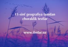 11-sinf geografiya fanidan choraklik testlar 11-sinf geografiya fanidan choraklik testlar