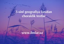 5-sinf geografiya fanidan choraklik testlar 5-sinf geografiya fanidan choraklik testlar