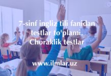 Ingliz tili fanidan 7-sinf chorak testlar 7 sinf ingliz tili fanidan testlar