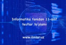 11-sinf informatika choraklik testlar Informatika va axborot texnologiya fanidan 11-sinf testlarjpeg