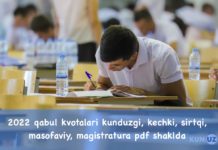 2022 qabul parametrlari va kvotalari pdf shaklda