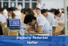 Majburiy fanlar (matematika, ona tili, tarix) test topshiriqlari majburiy fanlardan testlar